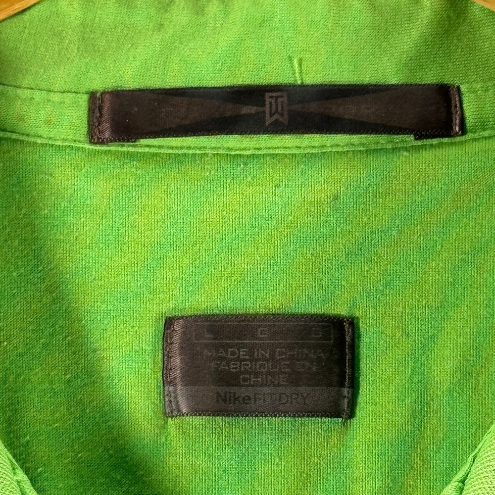 Nike Fit Dry Tigerwoods Polo Shirt Men Large Green Windowpane Comfort Golf Sport - Picture 4 of 11